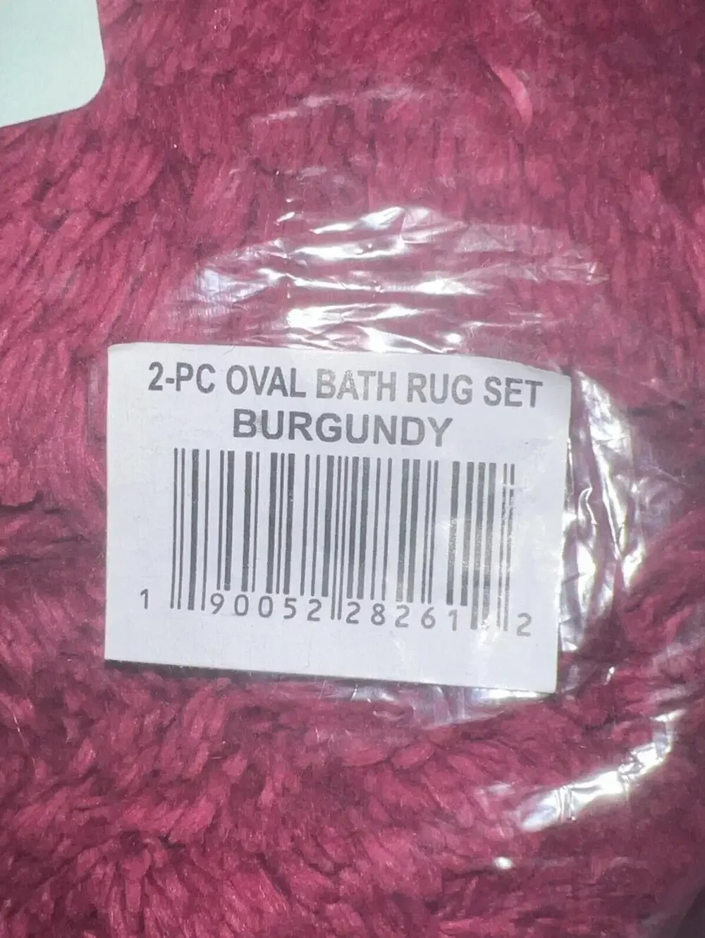 2 PC Superior Oval Solid Non-Skid Washable Cotton Bath Rug Set, Burgundy